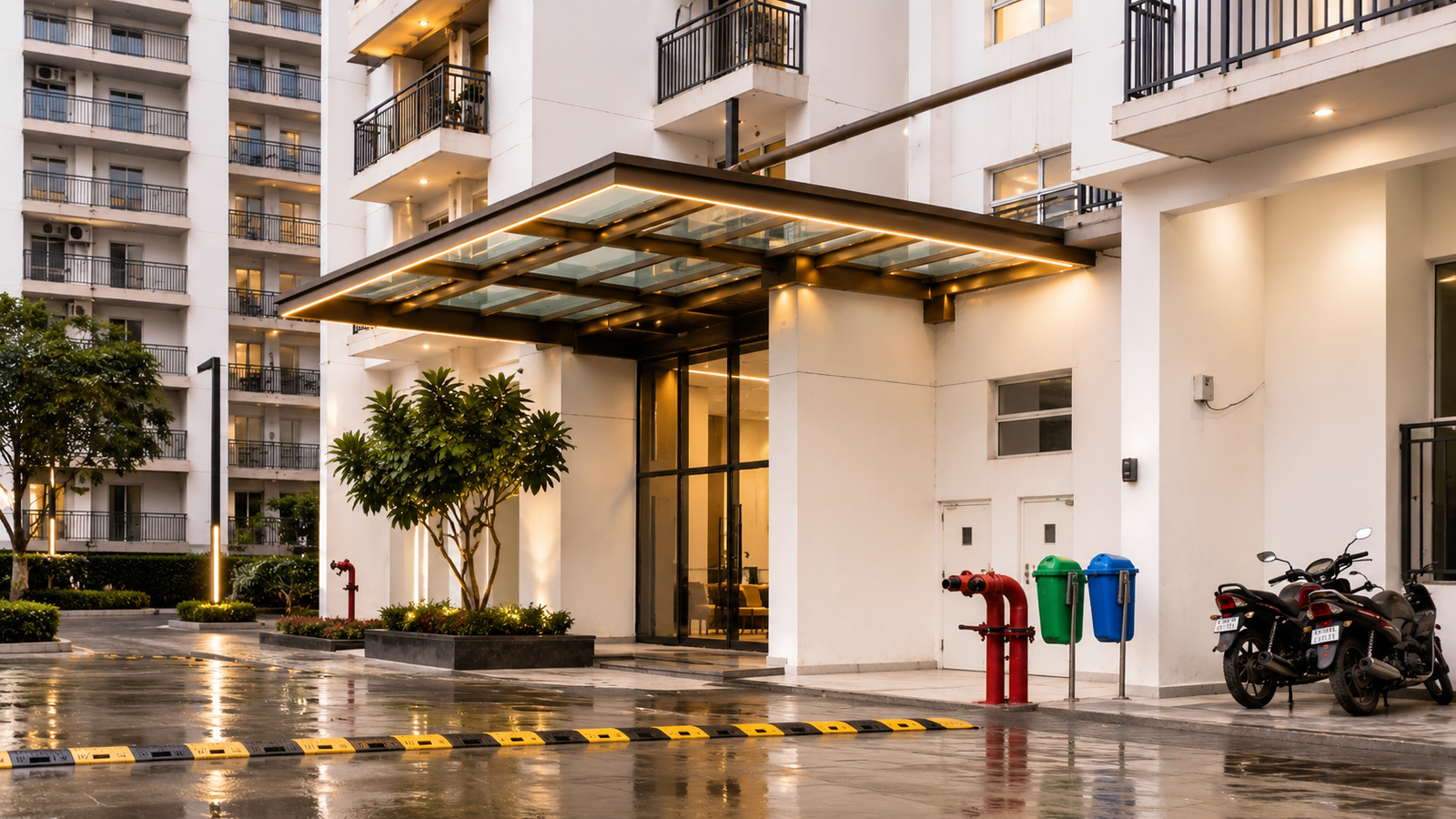 Modern MS & Toughened Glass Entrance Canopy Design for Residential & Commercial Buildings