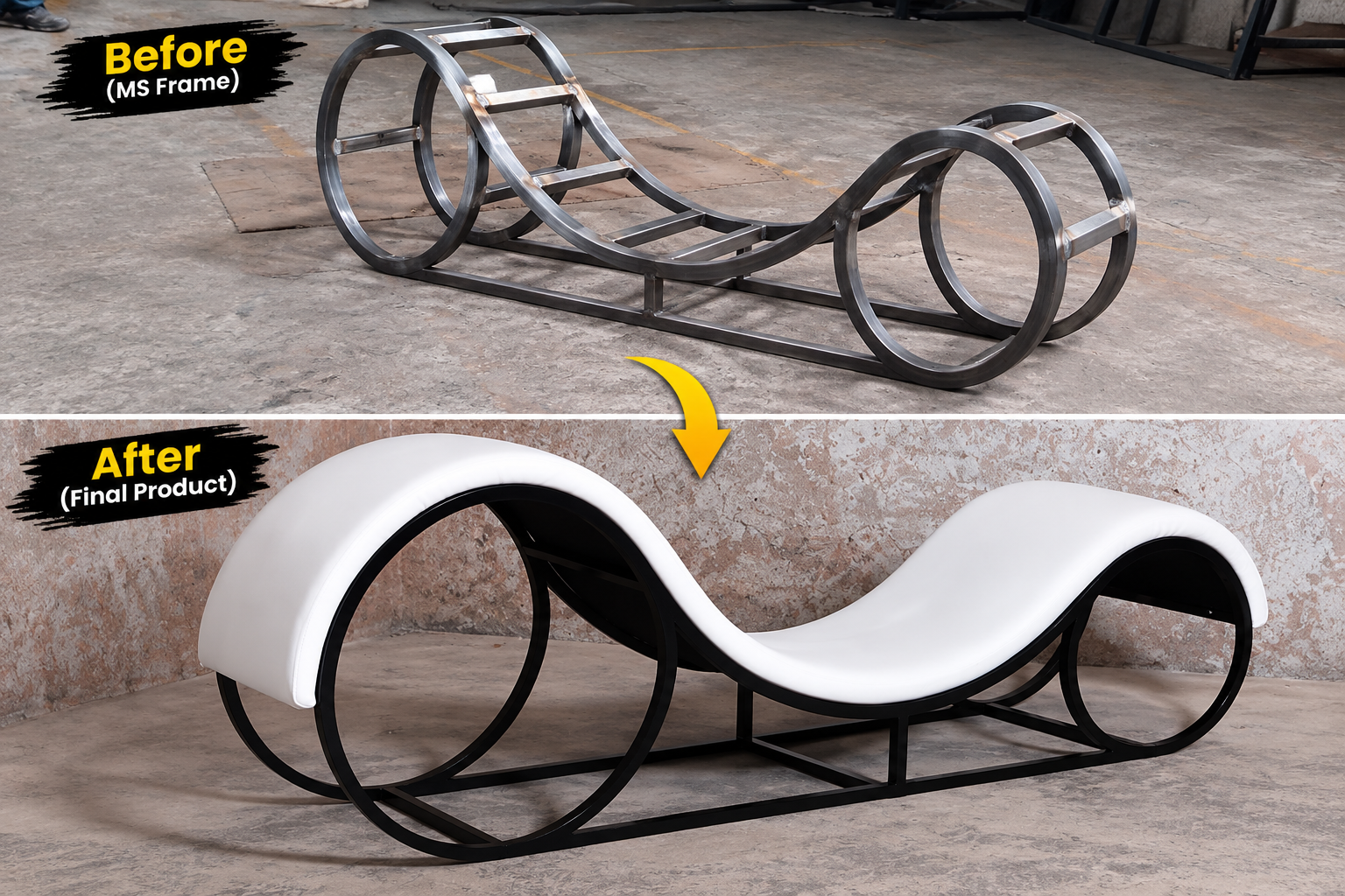 Custom MS Frame Chaise Lounge | Modern Fabricated Furniture